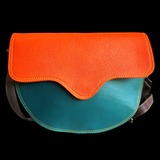 Genuine Leather Half Round Patchwork Handbag / Shoulder Bag