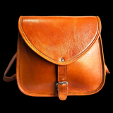 Genuine Leather Large Hand Bag - Brown