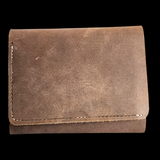 Genuine Leather Rustic Fold Out Wallet - Brown