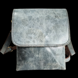 Genuine Leather Shoulder Bag - Light Blue