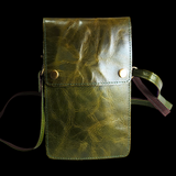 Genuine Leather Small Shoulder Bag - Vintage Green