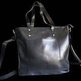 Genuine Leather Large Tote Bag - Black
