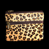 Genuine Leather & Cow Hair Coin Purse - Leopard