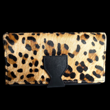 Genuine Leather &Cow Hair Purse - Black Leopard