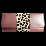 Genuine Leather & Cow Hair Purse - Rose Cheetah