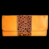 Genuine Leather & Cow Hair Purse - Tan Leopard Print