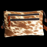 Genuine Leather & Cow Hair Shoulder Bag - Tan & Hair