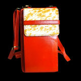 Genuine Leather & Cow Hair Shoulder Purse - Red