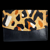 Genuine Leather & Cow Hair Wallet - Cheetah Black