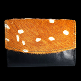 Genuine Leather & Cow Hair Wallet - Deer Print Black