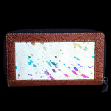 Genuine Leather & Cow Hair Purse - Color Splash Brown