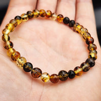 Natural Polished Green Amber Elastic Bracelet