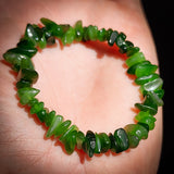 Nephrite Jade / Greenstone Chip Elastic Bracelet