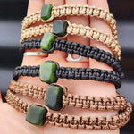 Greenstone Macrame Cube Bracelets