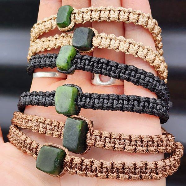 Greenstone Macrame Cube Bracelets