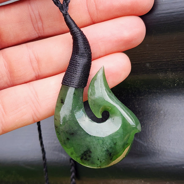 Natural Greenstone Hook with Binding Pendant Necklace