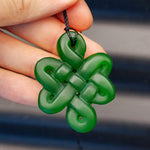 Natural Nephrite Greenstone Knot Pendant Necklace