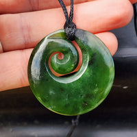 Natural Greenstone Koru Pendant Necklace