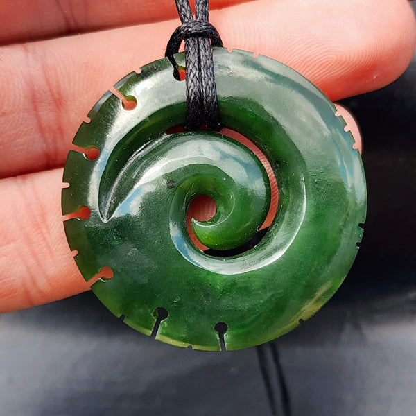 Greenstone Notched Koru Pendant Necklace