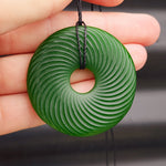 Greenstone Round Spiral Pendant Necklace