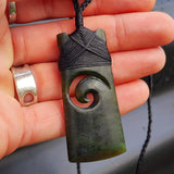 Greenstone Toki Pendant Necklace With Koru Carved Center