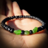 Nephrite Jade / Greenstone & Black Coconut Wood Bracelet