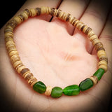 Nephrite Jade / Greenstone & Brown Coconut Wood Bracelet