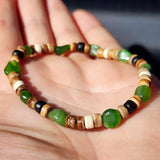 Greenstone & Mixed Coconut Elastic Bracelet