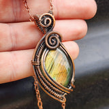 Handmade Copper & Natural Labradorite Wire Wrap Necklace