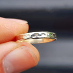 (O) Handmade Solid Sterling Silver Hammer Finished Thin Band Ring