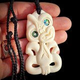 Hei Tiki Bone Carving Pendant Necklace - NZ Maori Inspired
