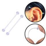 Clear Industrial Barbell Transparent Piercing Retainer - 14G