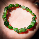 Irregular Shaped Nephrite Jade / Greenstone Elastic Bracelet
