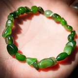 Irregular Shaped Nephrite Jade / Greenstone Elastic Bracelet