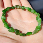 Irregular Shaped Greenstone Elastic Bracelet