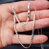Solid 925 Italian Sterling Silver 3mm Curb Chain Necklace