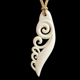 Koru Feather Bone Carving Pendant Necklace