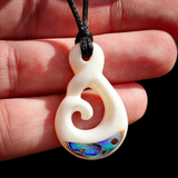 Koru Twist Bone Carving Pendant Necklace - NZ Maori Inspired