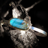 Solid 925 Sterling Silver & Natural Labradorite Handmade Cuff Bracelet