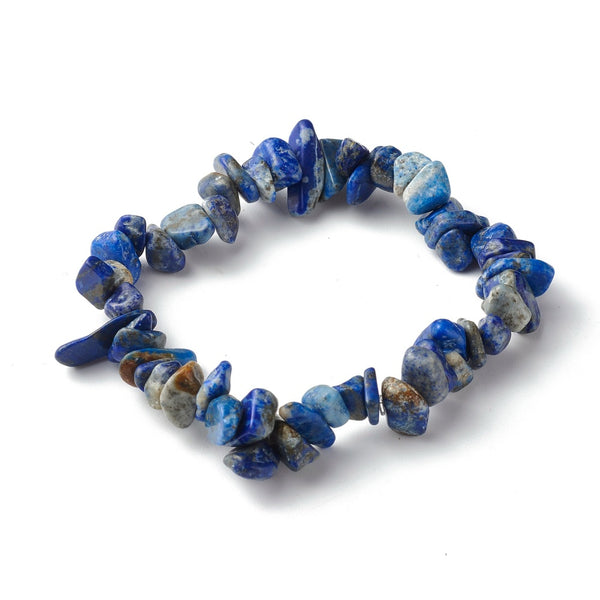 Natural Lapis Lazuli Chip Elastic Bracelet