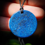 30mm Natural Lapis Lazuli Flat Disk Pendant Necklace