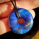 Natural Lapis Lazuli Donut Pendant Necklace