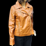 50% OFF SALE. Desert Drift - Womens REAL Genuine Leather Jacket - Tan Side Zip