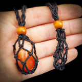 Adjustable Empty Macrame Stone Holder Crystal Pouch Necklace