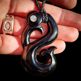 Manaia Black Bone Carving Pendant Necklace - NZ Maori Inspired