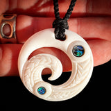 Closed Koru Bone Carving Pendant Necklace - NZ Maori Inspired