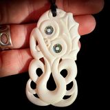 Hei Tiki Bone Carving Pendant Necklace - NZ Maori Inspired