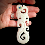 Manaia Koru Bone Carving Pendant Necklace - NZ Maori Inspired