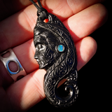 Wahine Toa Black Bone Carving Pendant Necklace - NZ Maori Inspired