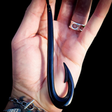 XXL Black Hook Bone Carving Pendant Necklace - NZ Maori Inspired